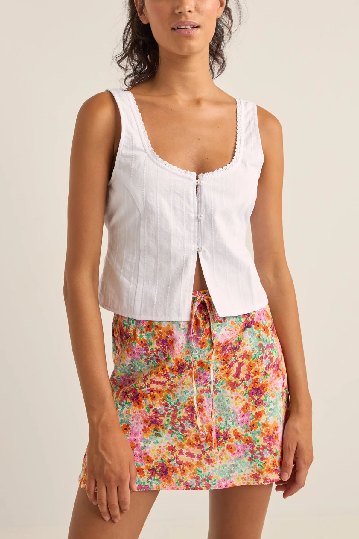 Sierra Floral Bias Cut Mini Skirt