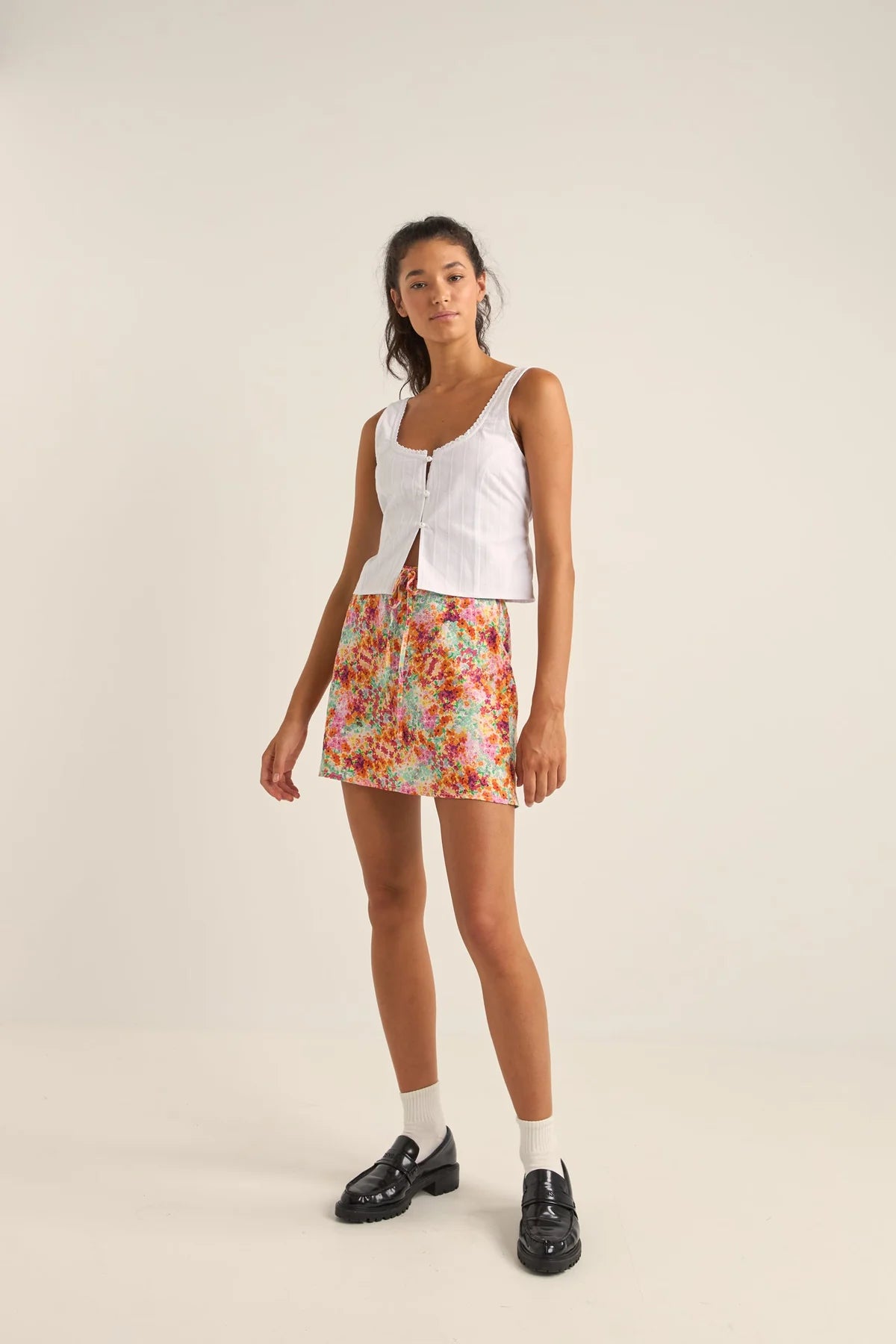 Sierra Floral Bias Cut Mini Skirt