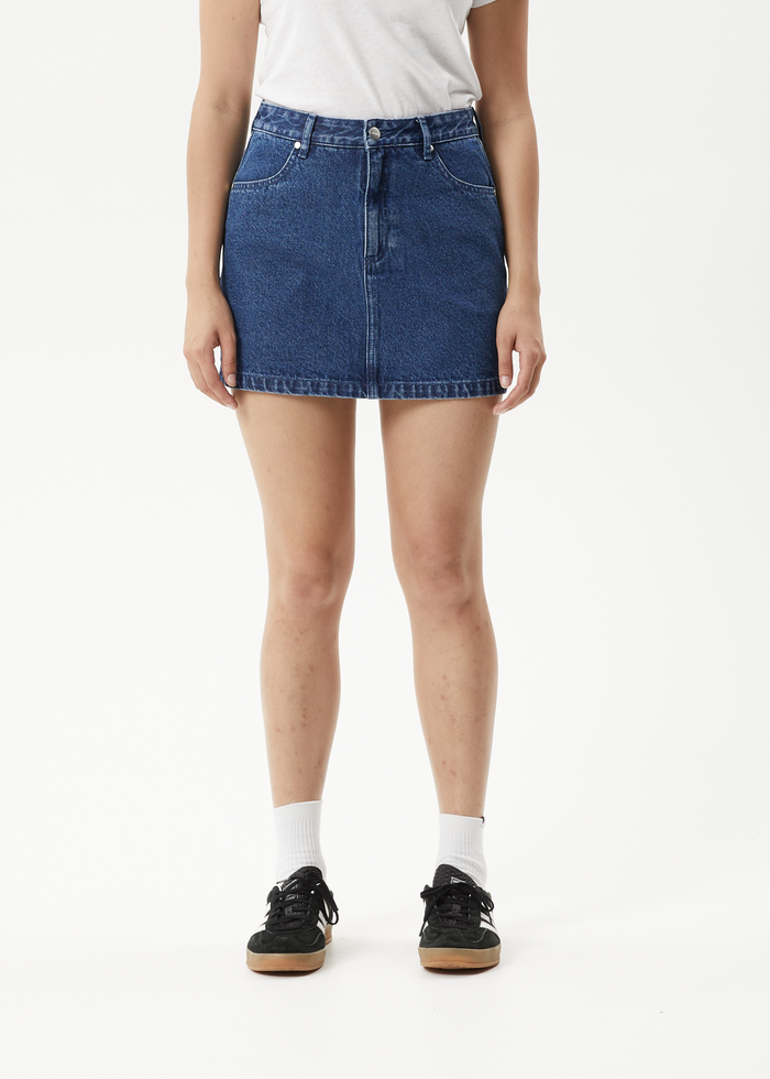 Georgia Hemp Denim Skirt in Authentic Blue
