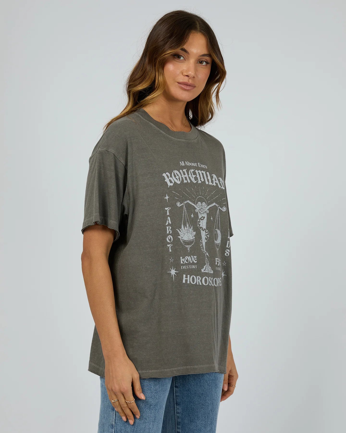 Bohemian Oversized Tee in Charcoal