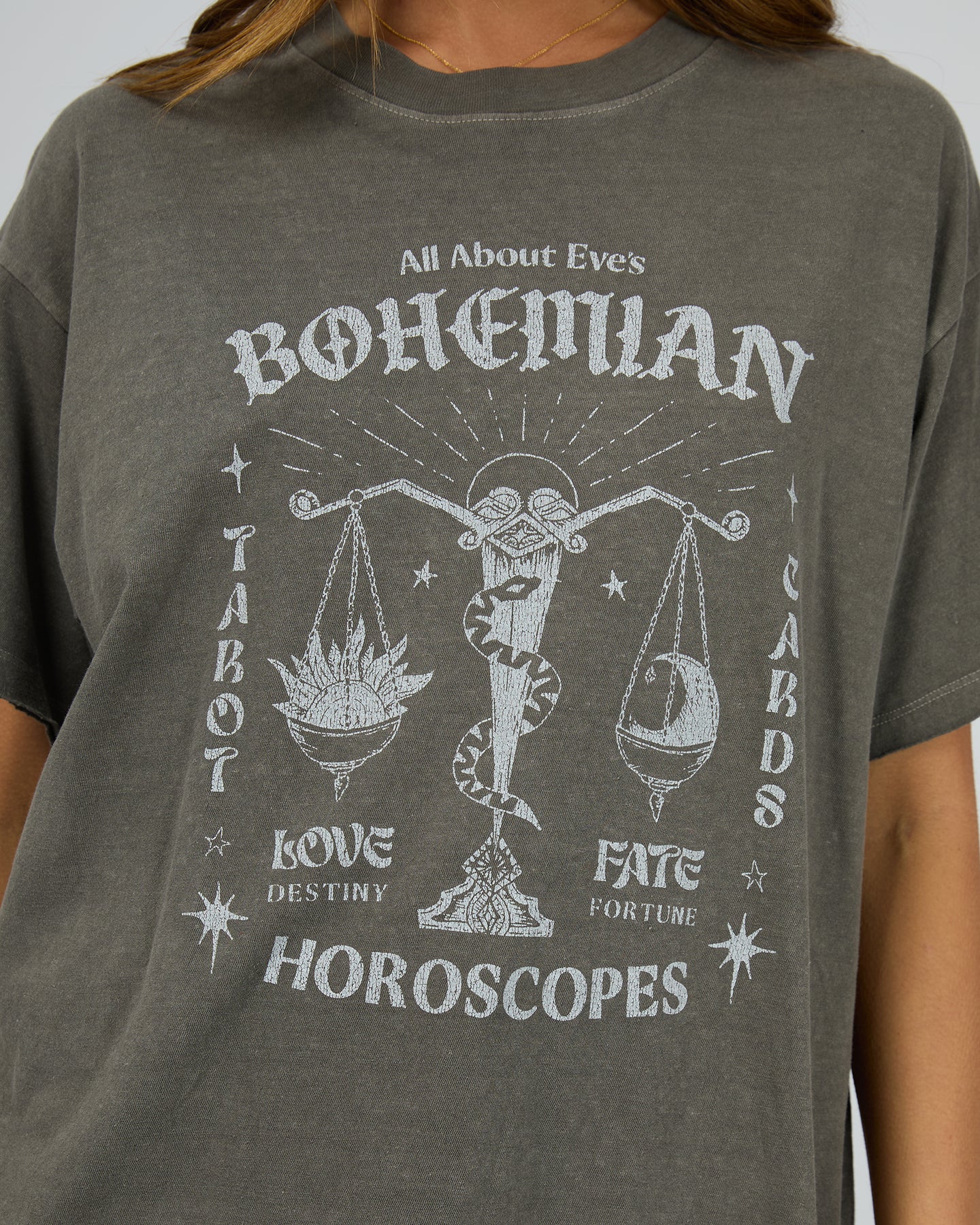 Bohemian Oversized Tee in Charcoal