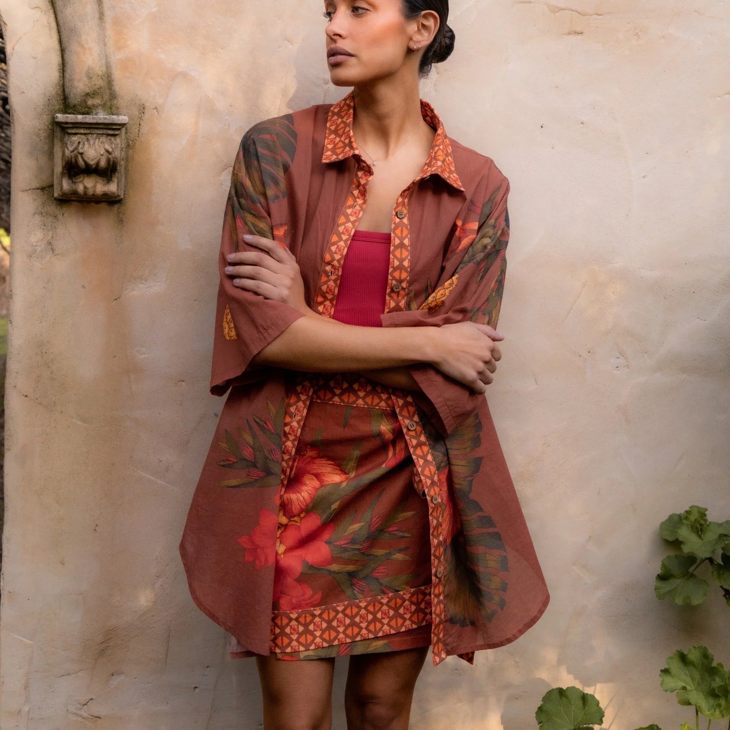 Cuban Tropical Shirt - Coffee