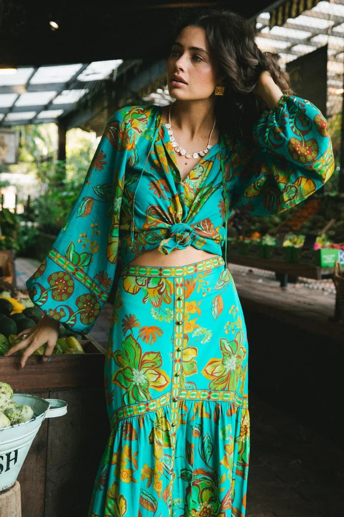 Flora Blouse in Peacock