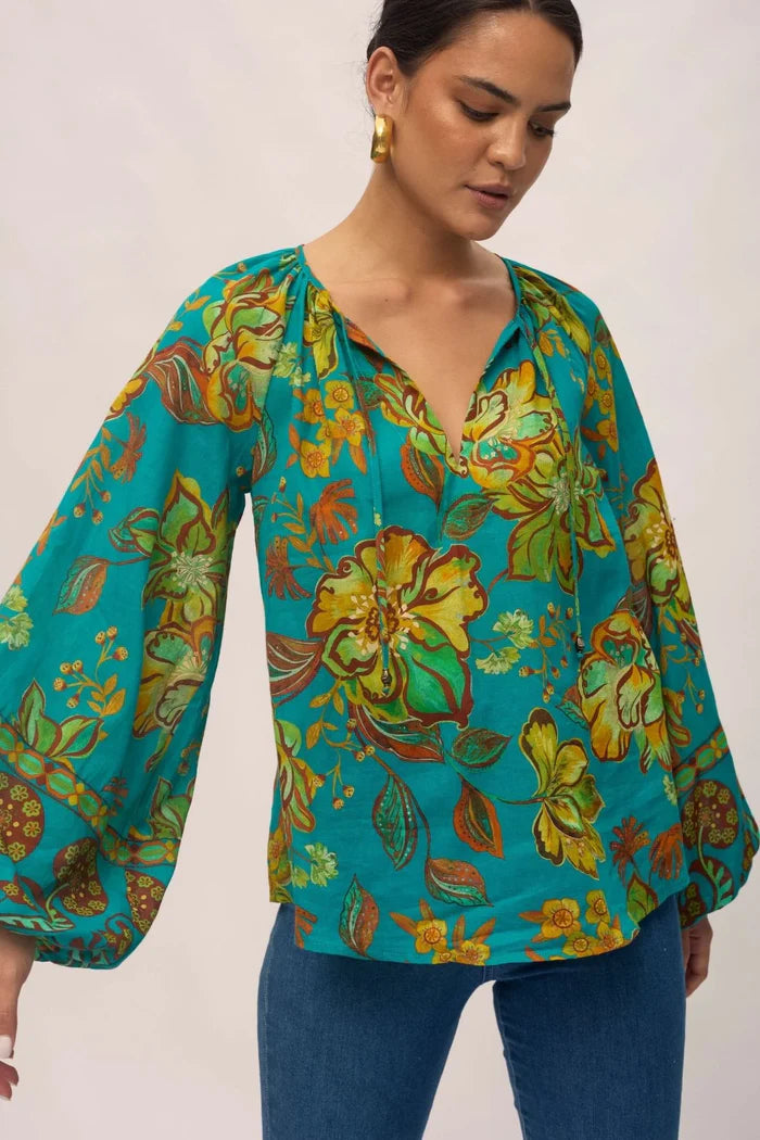 Flora Blouse in Peacock