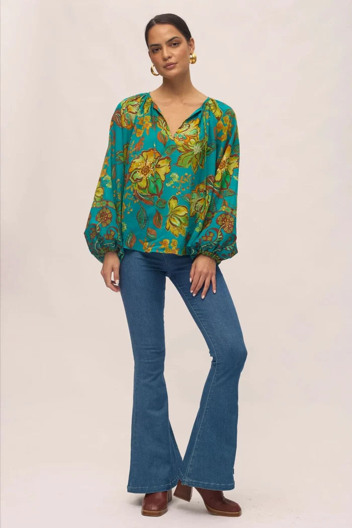 Flora Blouse in Peacock