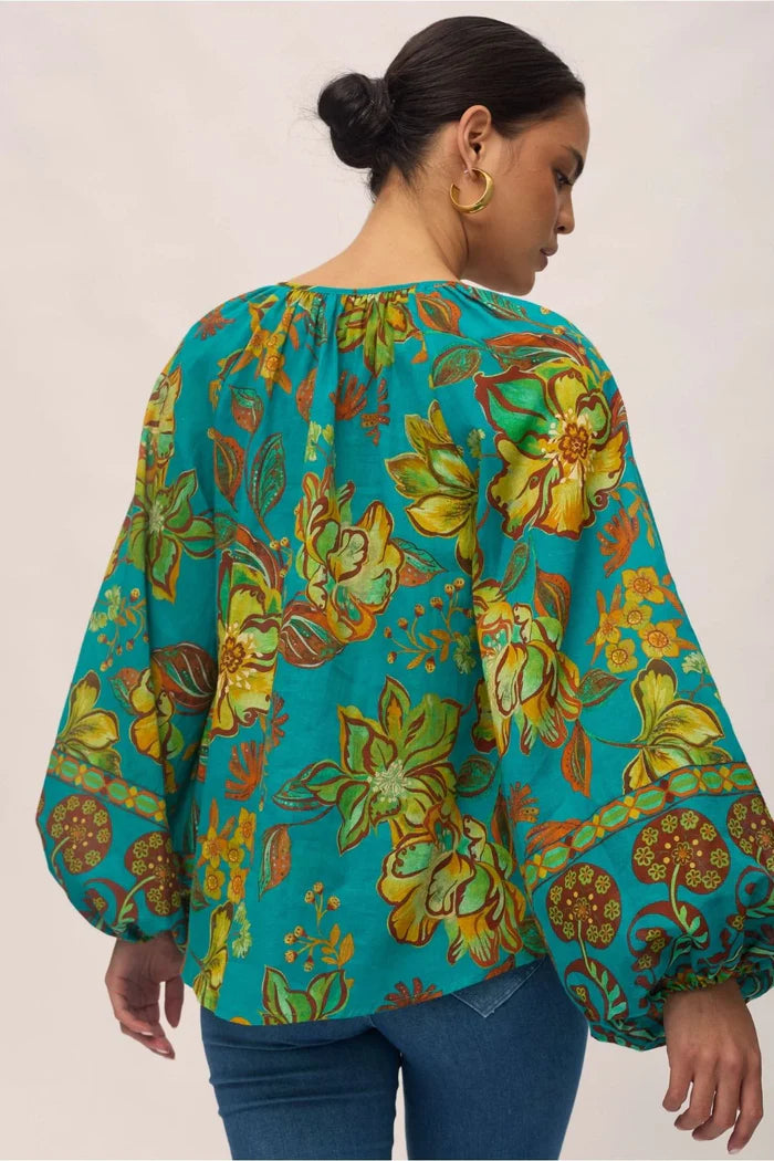 Flora Blouse in Peacock