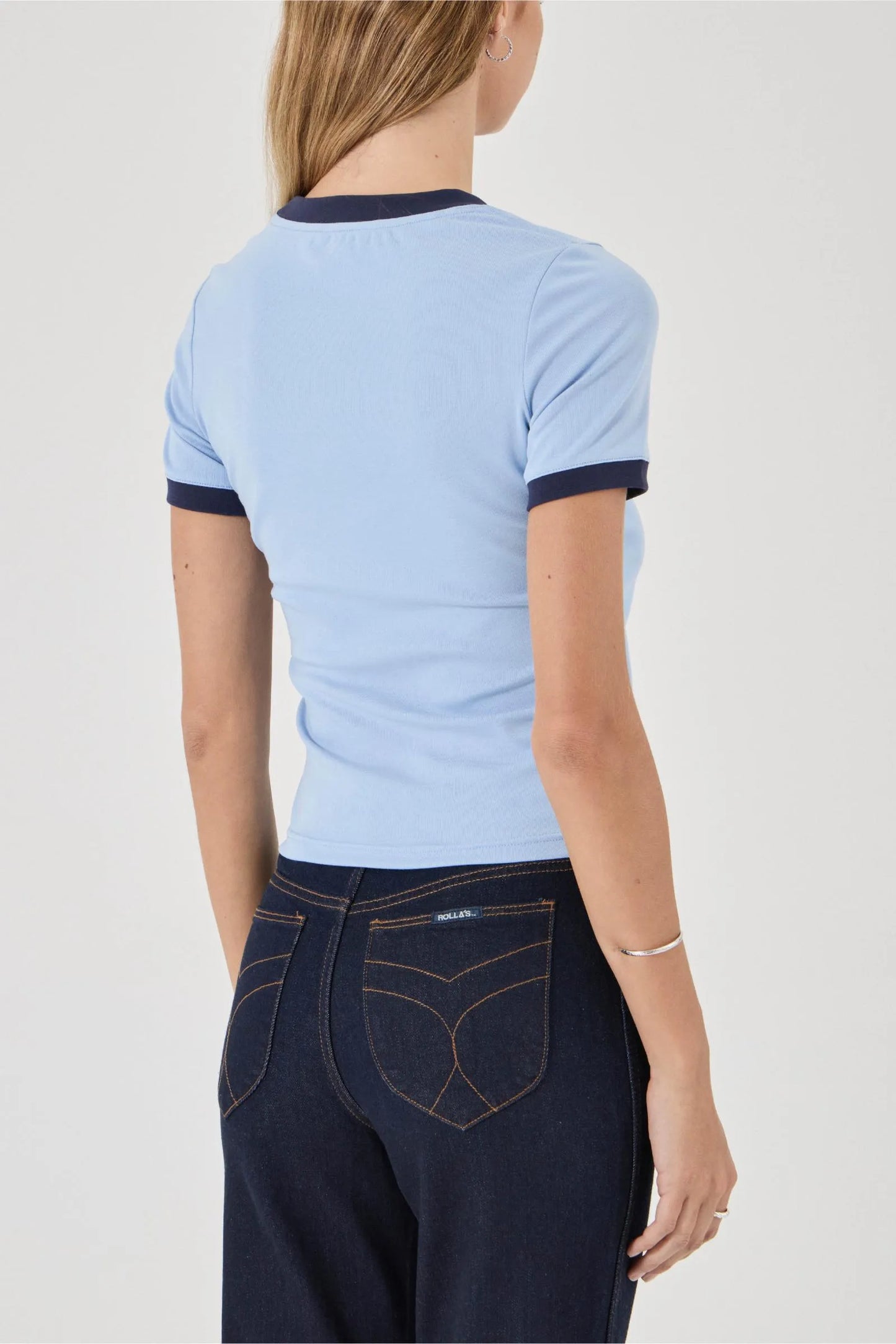 Classic Ringer Tee - Soft Blue