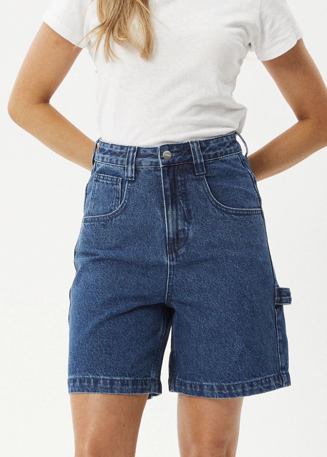 Emilie Hemp Denim Workwear Short in Authentic Blue