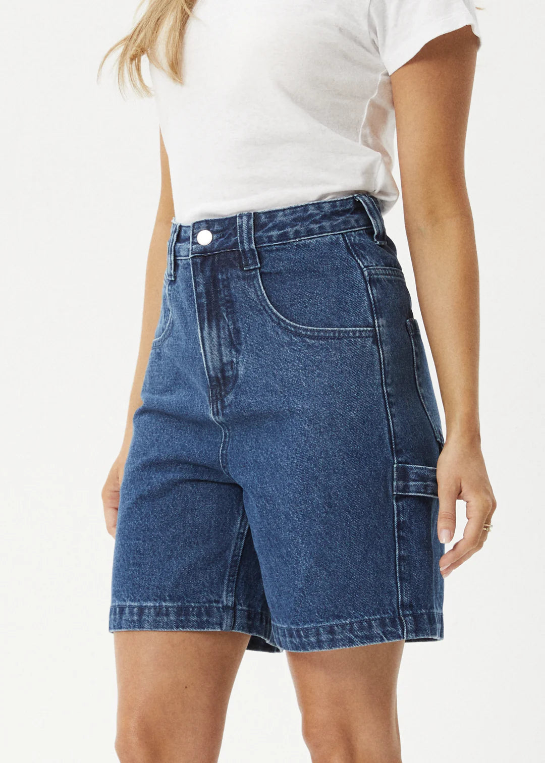 Emilie Hemp Denim Workwear Short in Authentic Blue