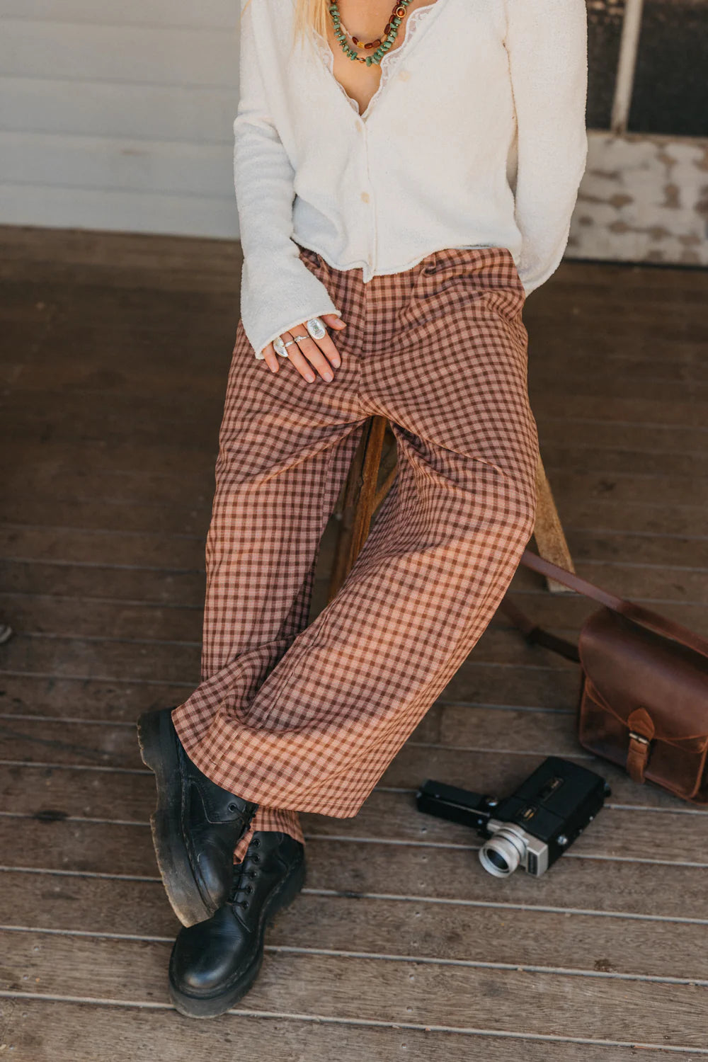 Marlow - Brown Plaid Pants