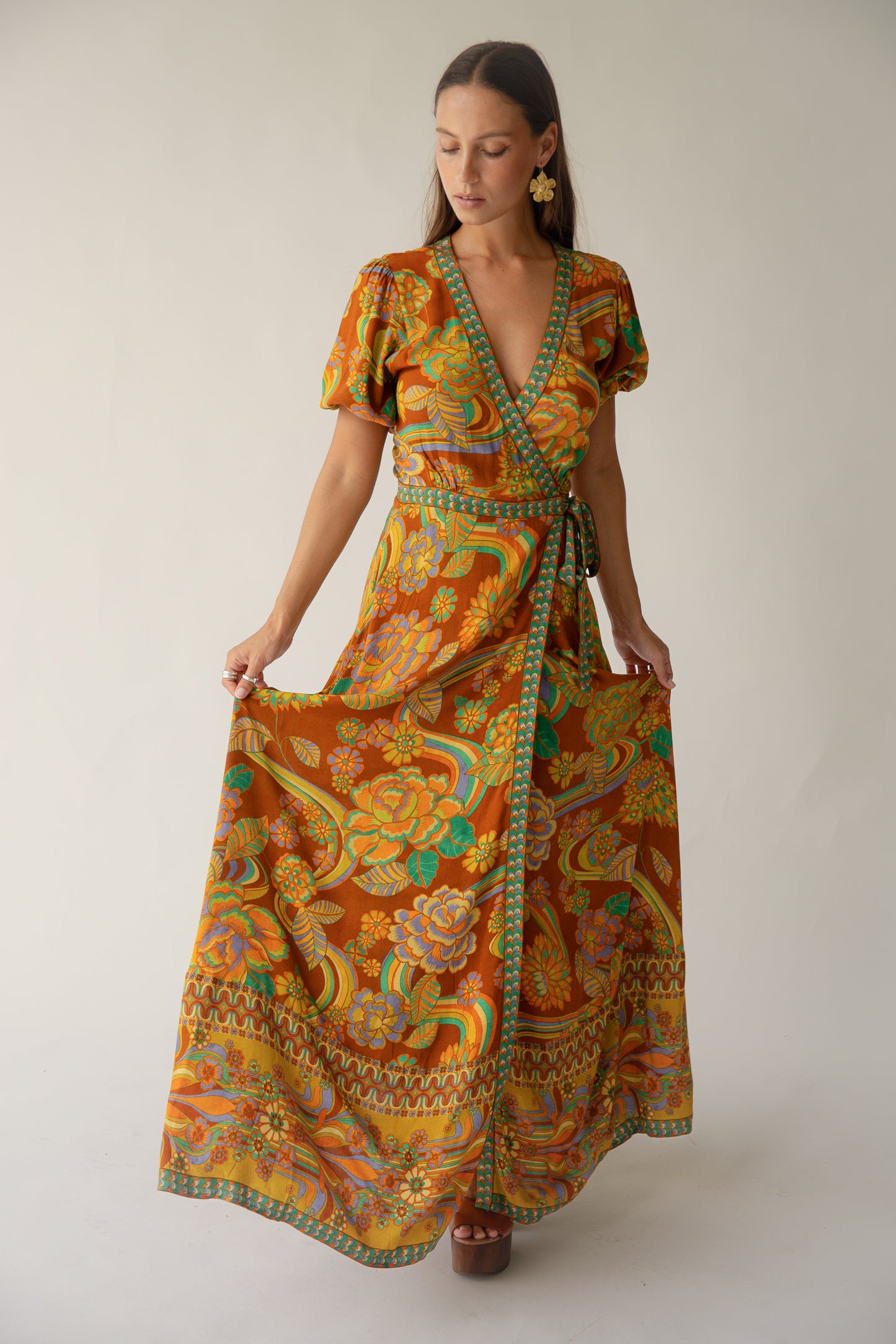 Dawn Wrap Dress in Harvest