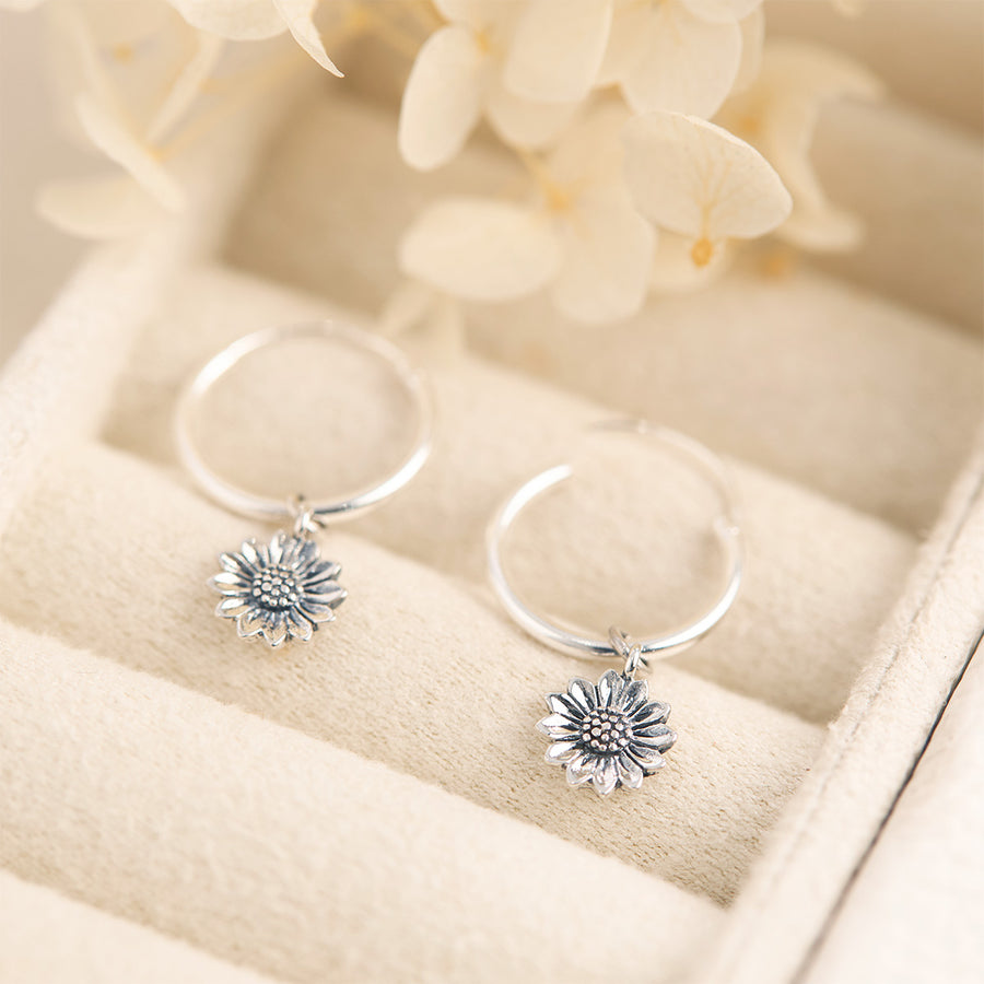 Sunflower Sleepers in Sterling Silver
