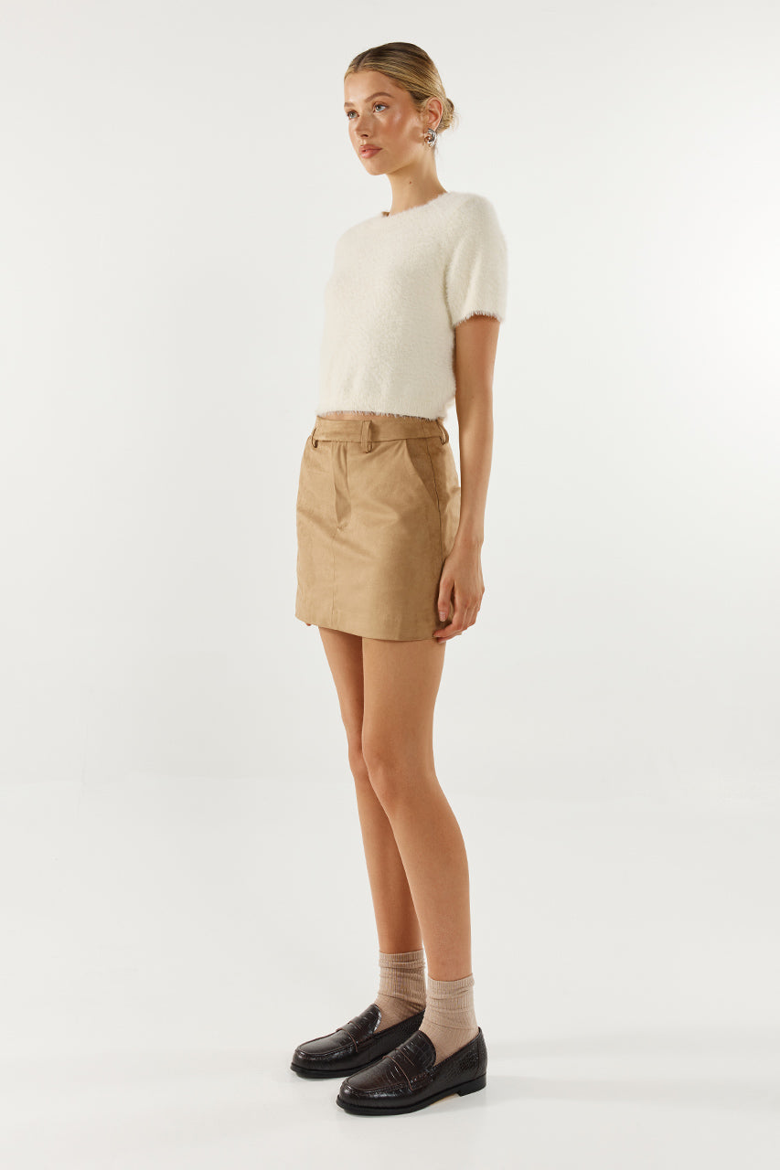 Collins Mini Skirt Tan Suede