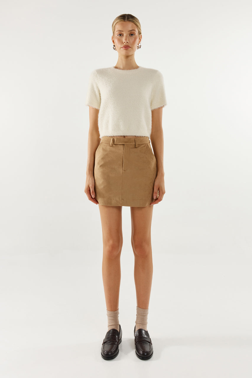 Collins Mini Skirt Tan Suede