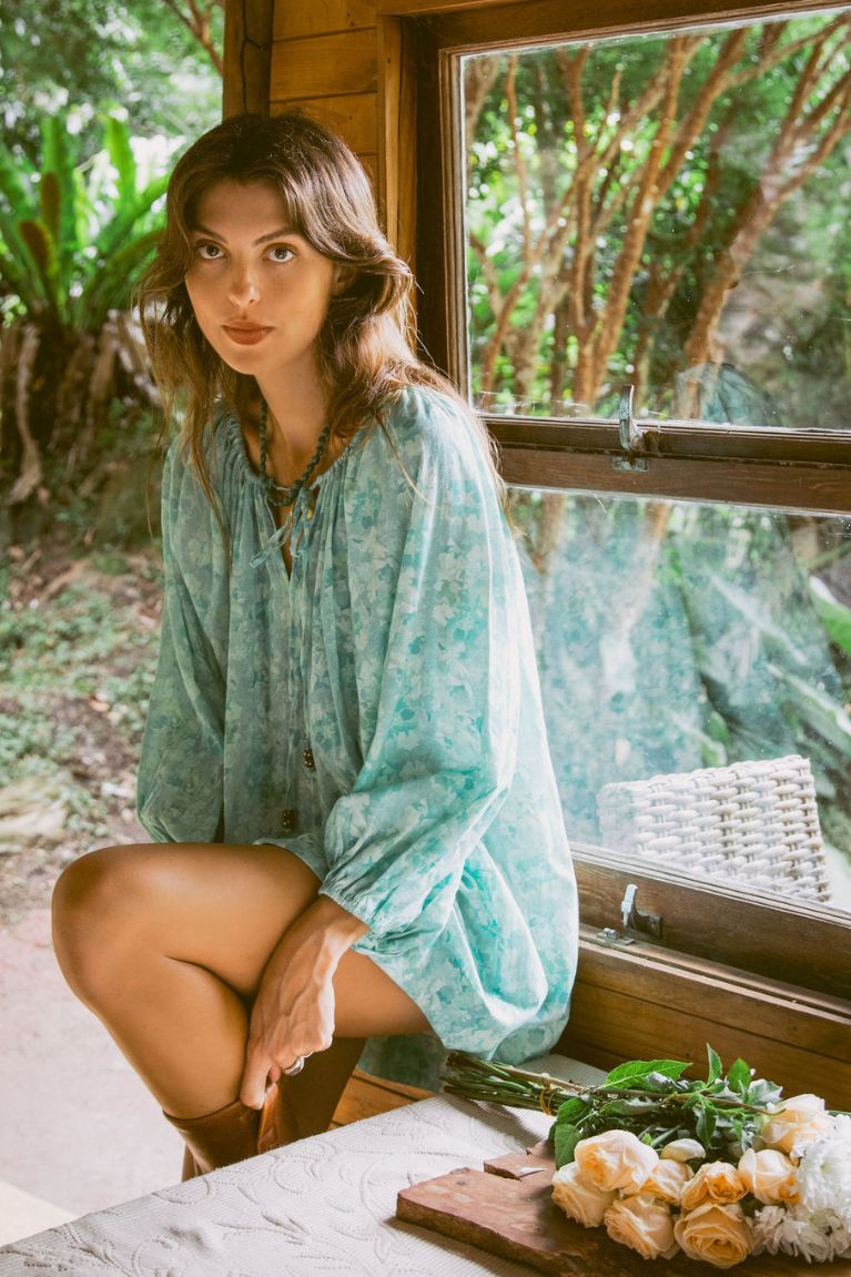 Isla Smock Dress in Azure