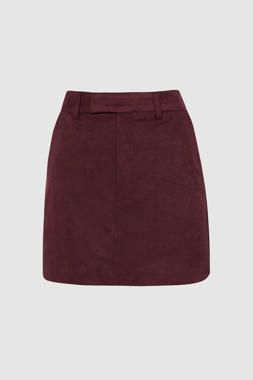 Collins Mini Skirt Plum Suede