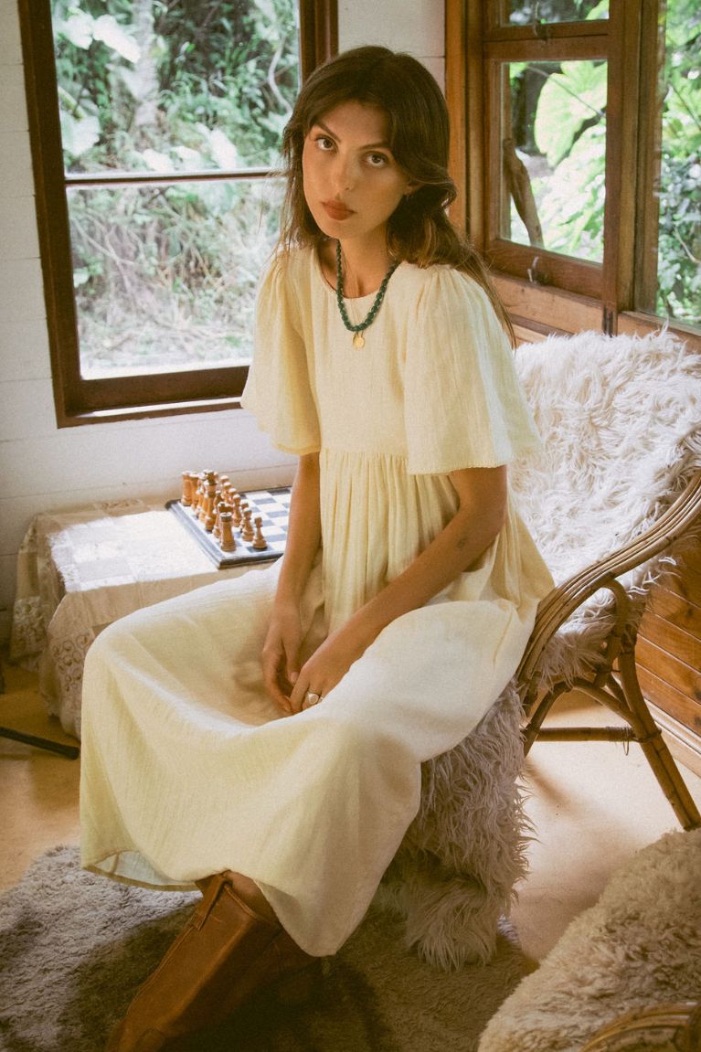 Amelia Midi Dress in Cream