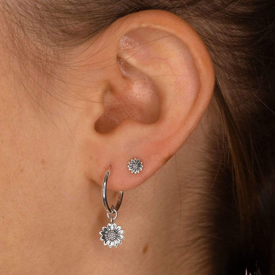 Sunflower Sleepers in Sterling Silver
