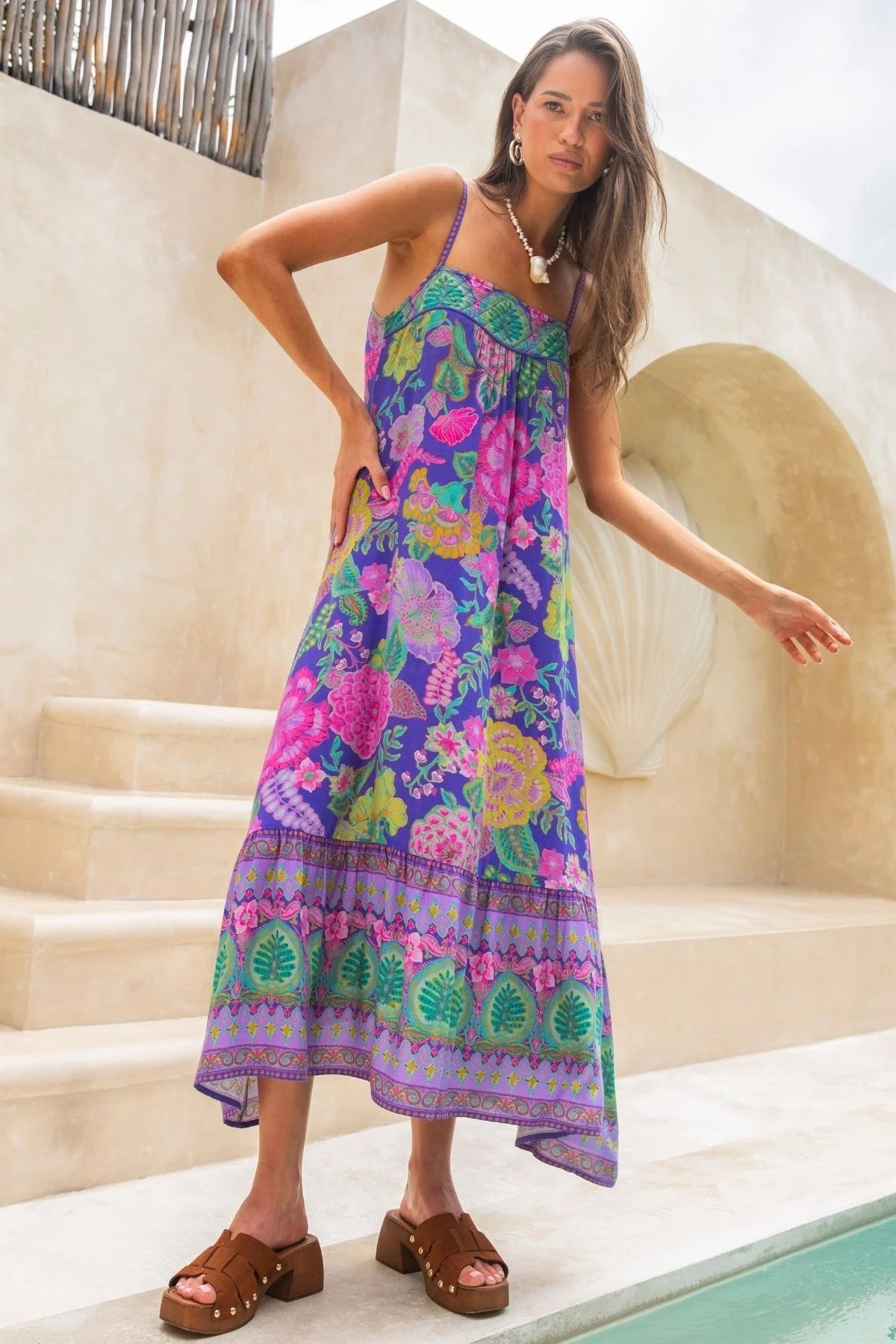 Honey Strappy Dress in Hibiscus