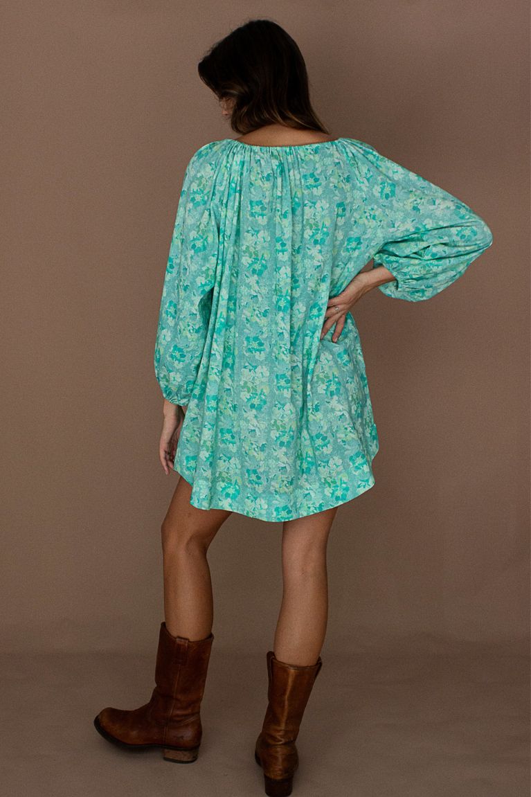 Isla Smock Dress in Azure