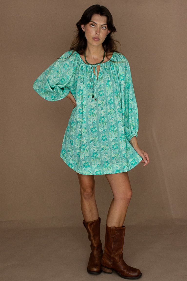 Isla Smock Dress in Azure