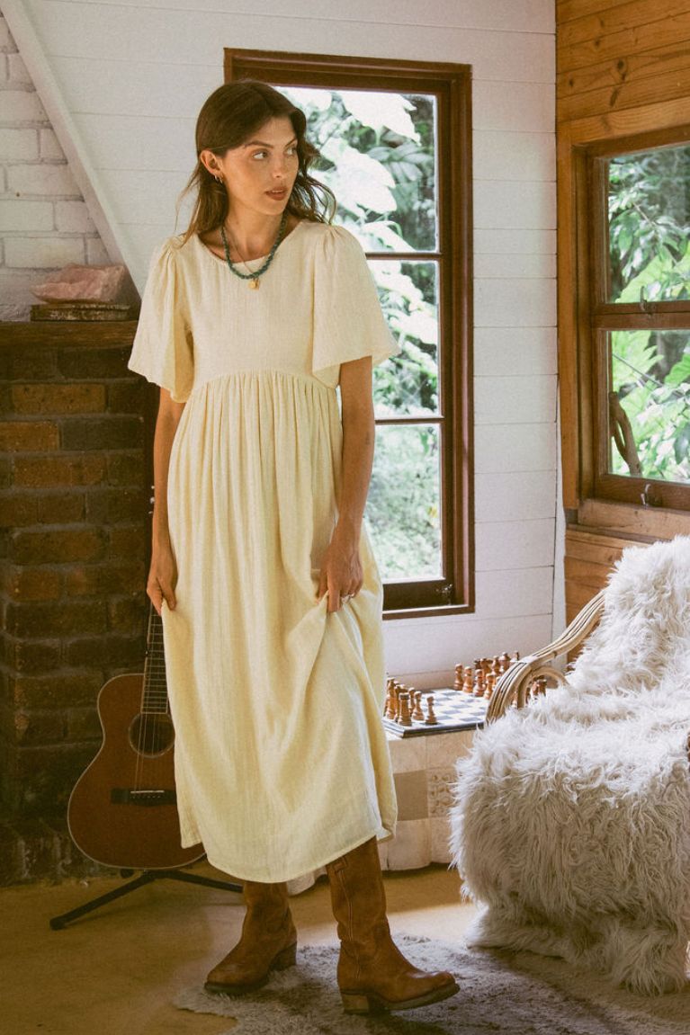 Amelia Midi Dress in Cream