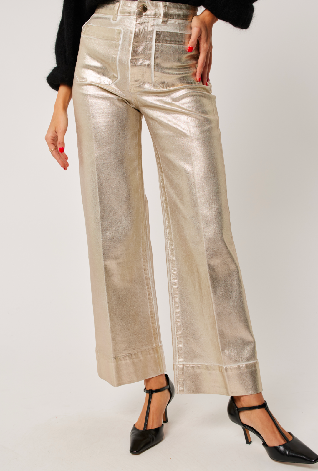 Sailor Ankle Jean in Gold Foil