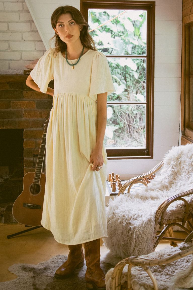 Amelia Midi Dress in Cream