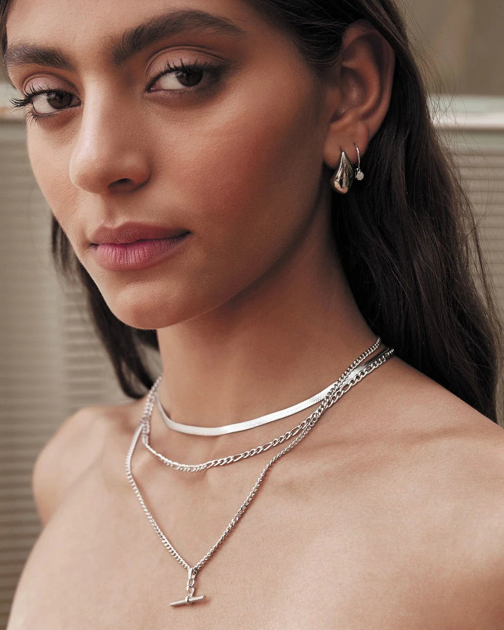 Marcella Double Stack Silver Necklace