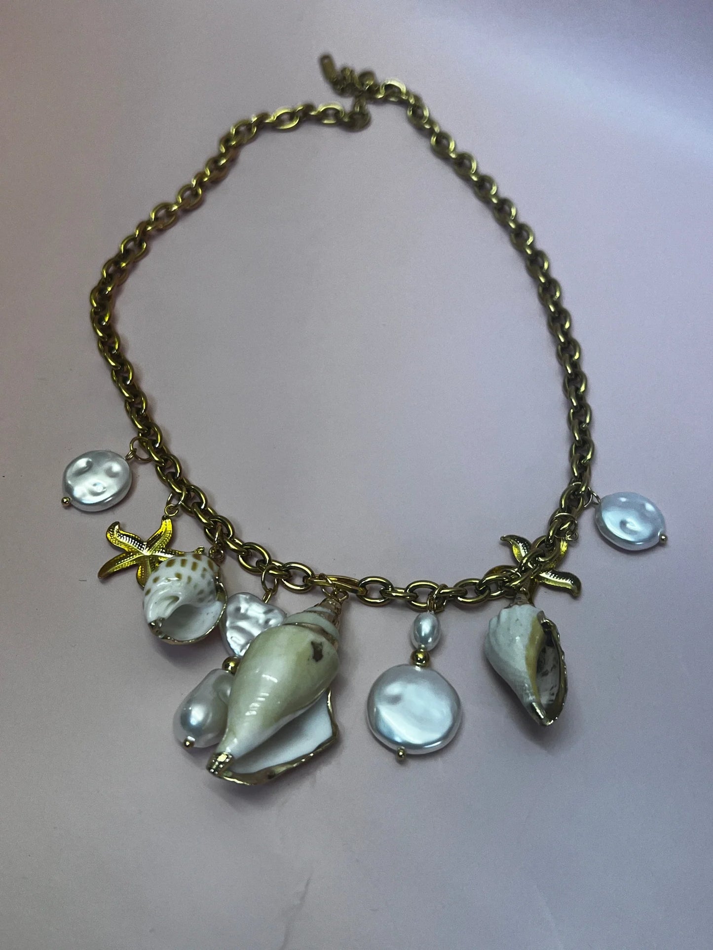 Shell treasure chest necklace
