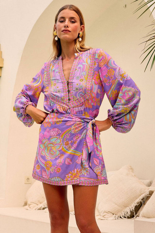 Barefoot Mini Skirt in Lilac Wine