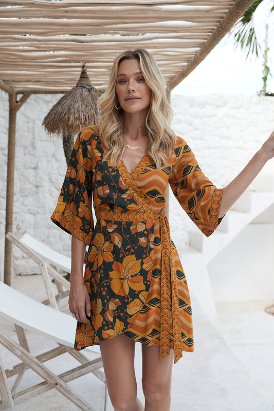 Kiki Wrap Dress in Spice