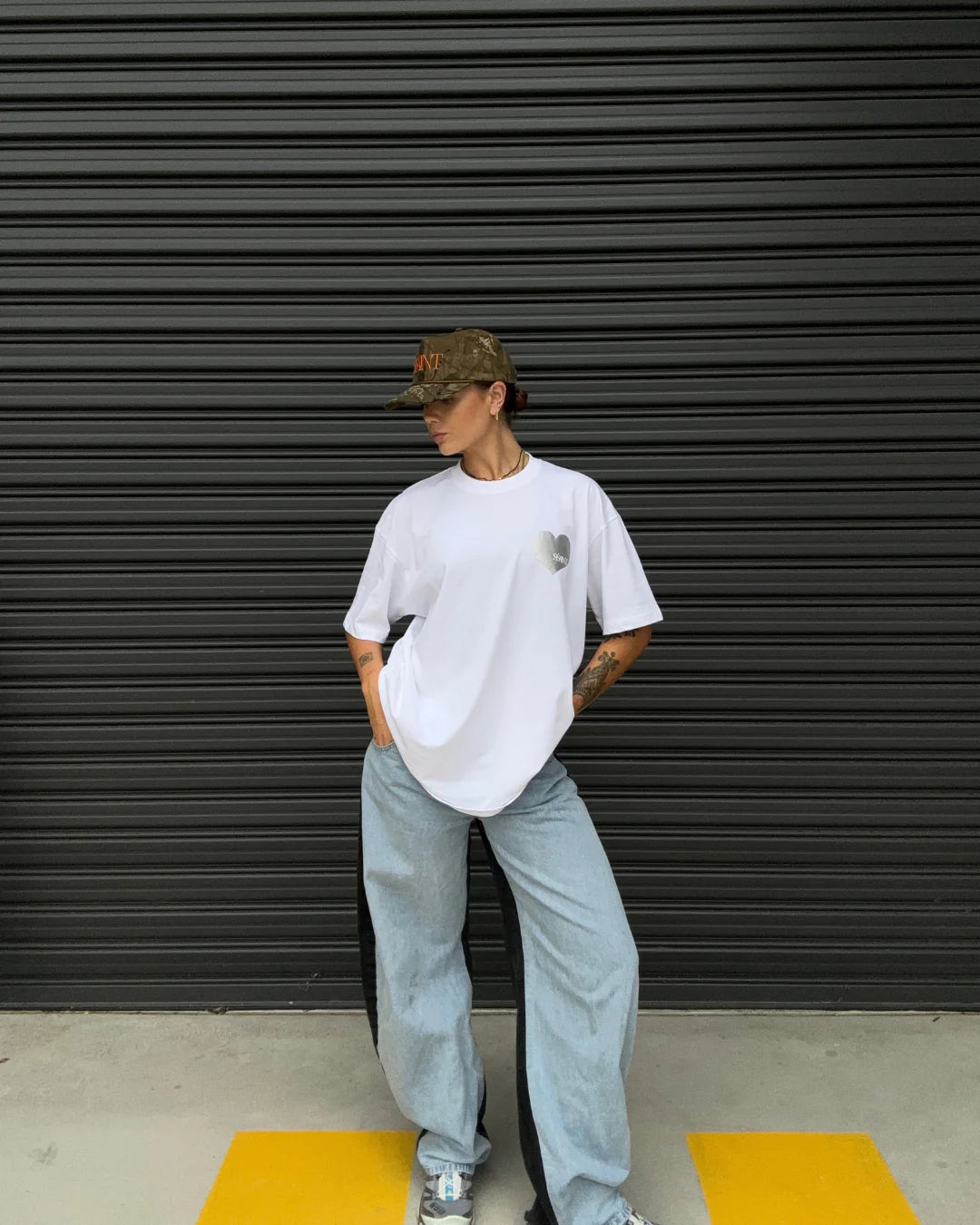 Heart Tee - White & Silver