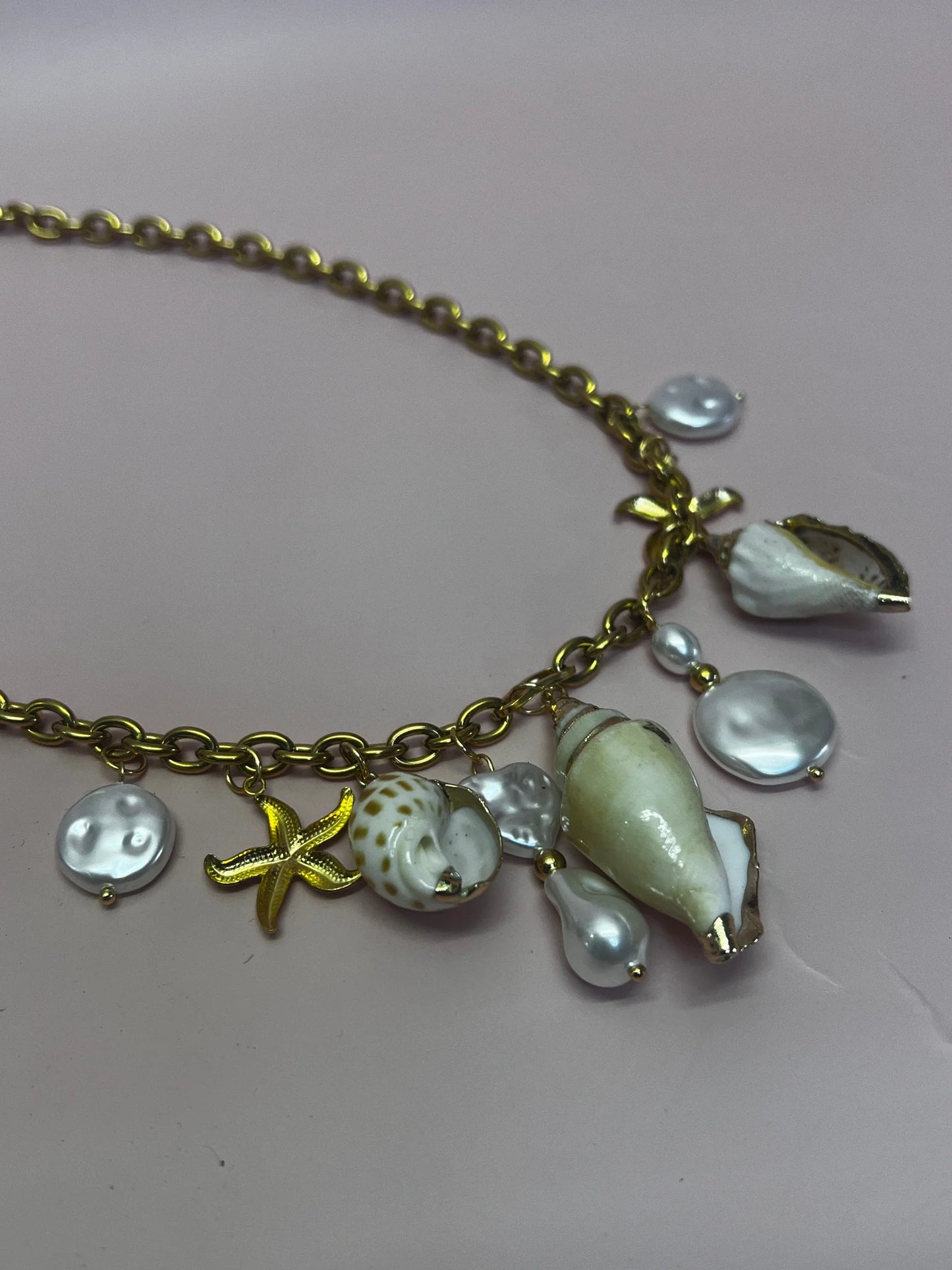 Shell treasure chest necklace