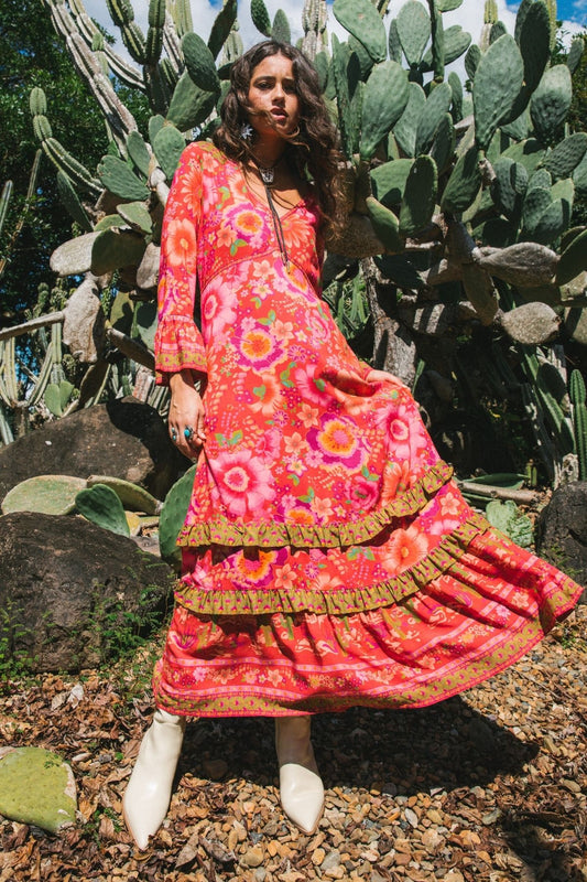 Peace Maxi Dress in Cherry