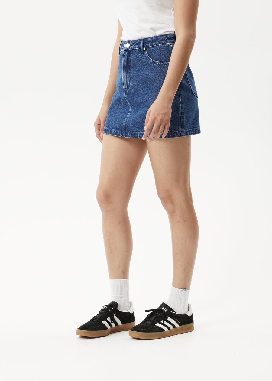 Georgia Hemp Denim Skirt in Authentic Blue