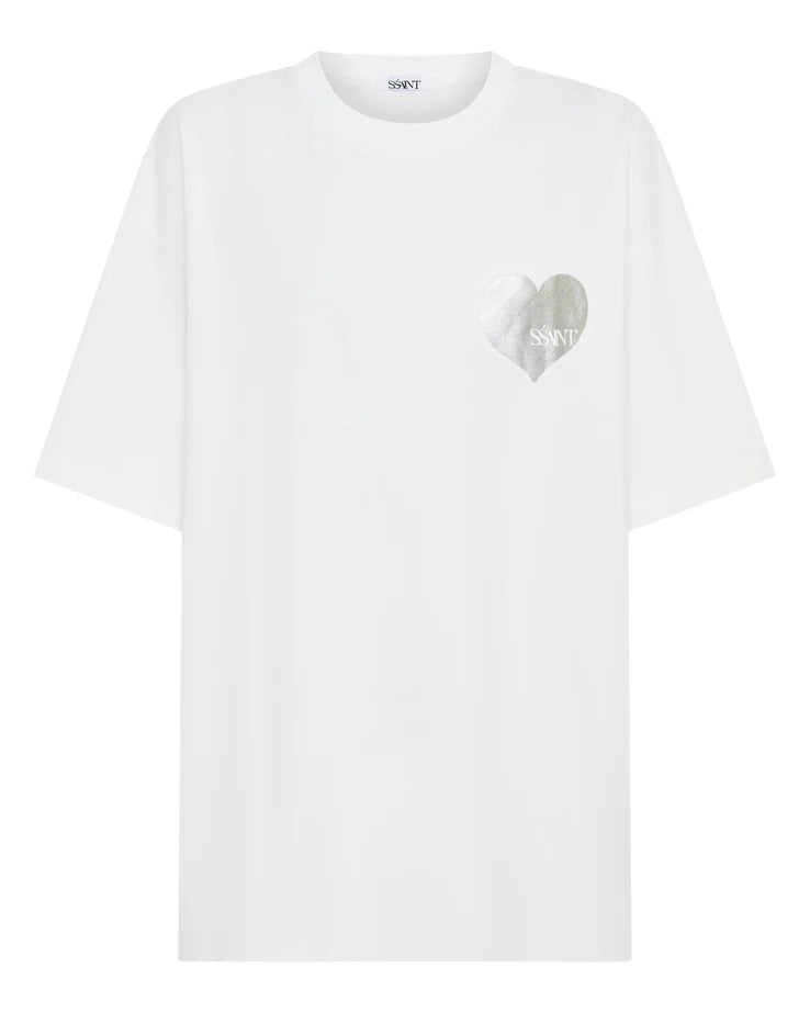 Heart Tee - White & Silver