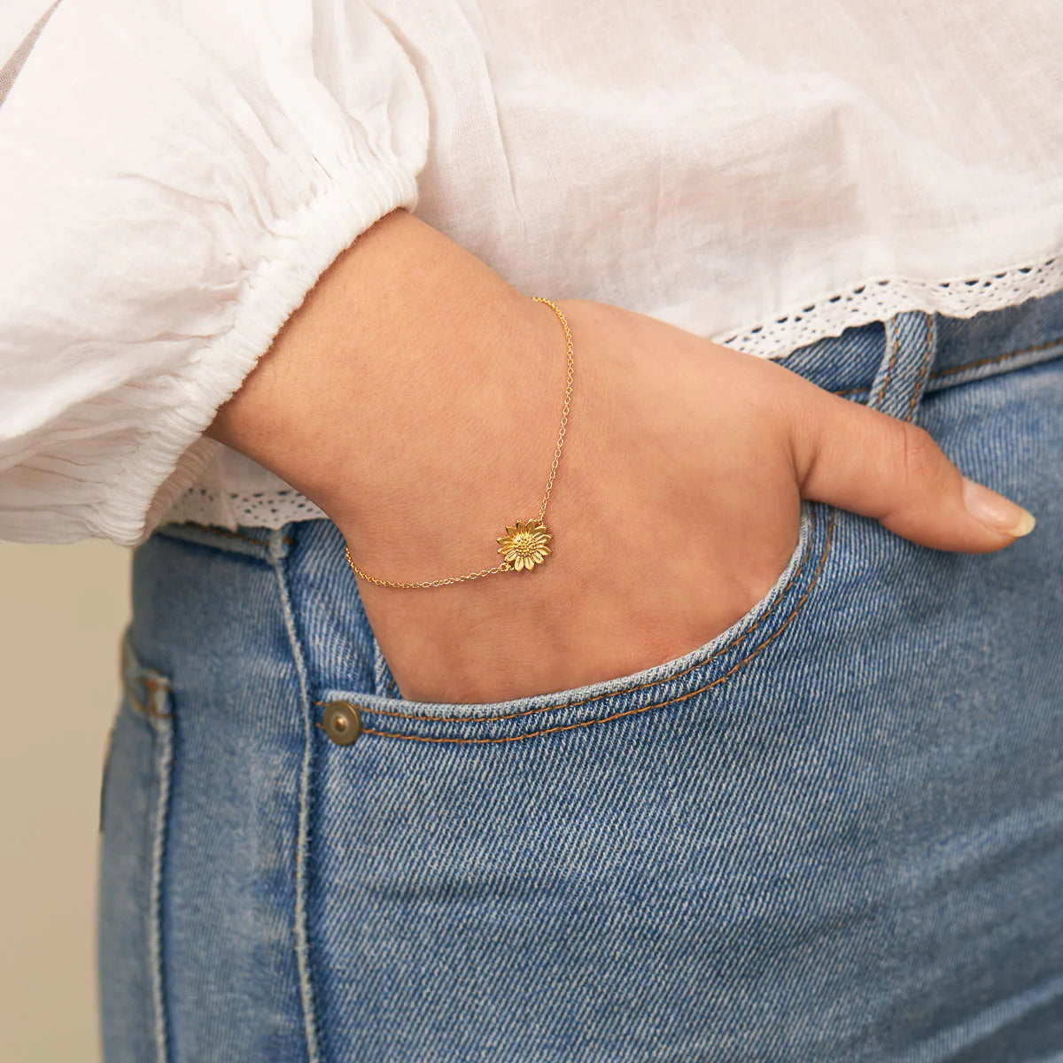 Gold Blossoming Sunflower Bracelet