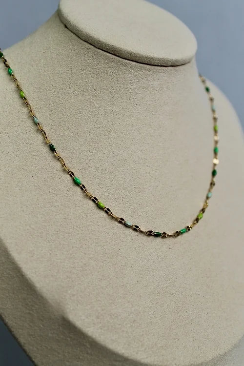 Enamel Necklace in Green