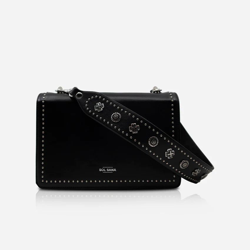 Flap Bag in Black/Silver