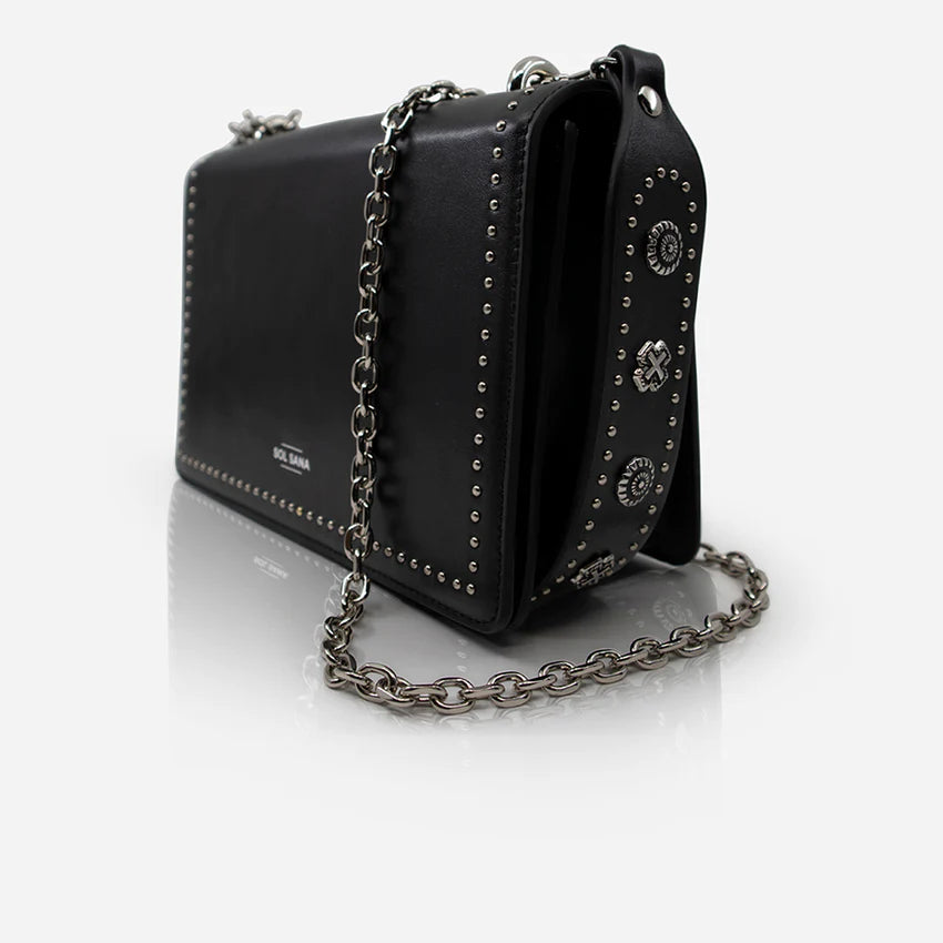 Flap Bag in Black/Silver