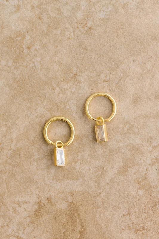 Gemma yellow gold plated drop earrings 25mm