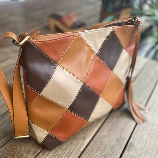Marie Patchwork Handbag in Vegan Leather
