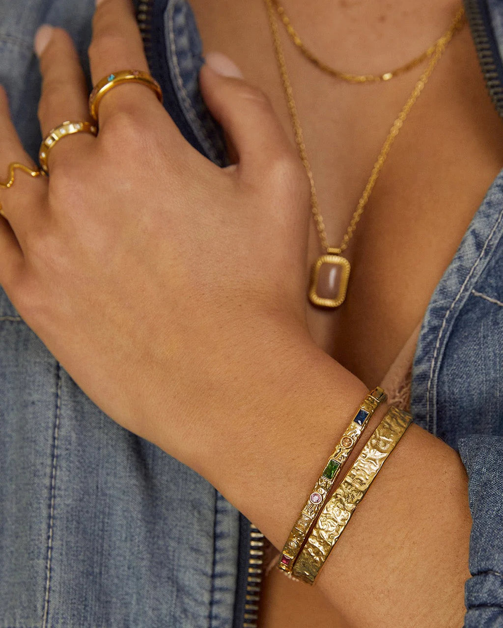 Melrose Gold Cuff Bracelet - Multi