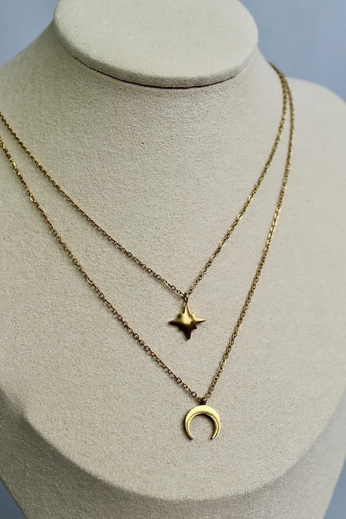 Moon & Star Layered Necklace