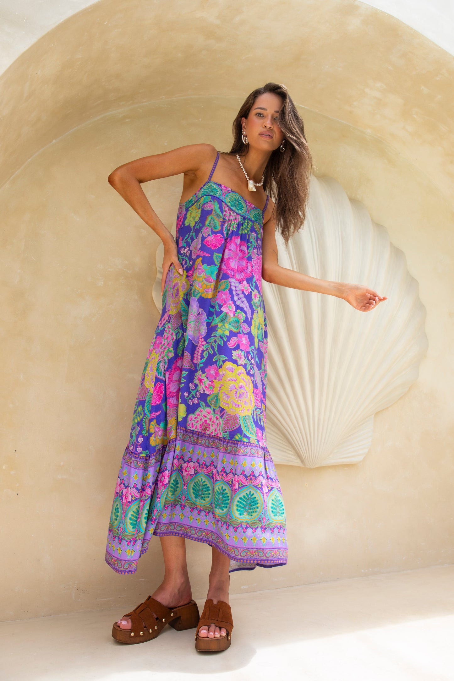 Honey Strappy Dress in Hibiscus