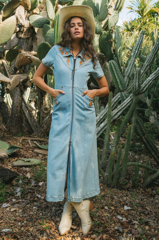 Bambi Midi Dress in Denim