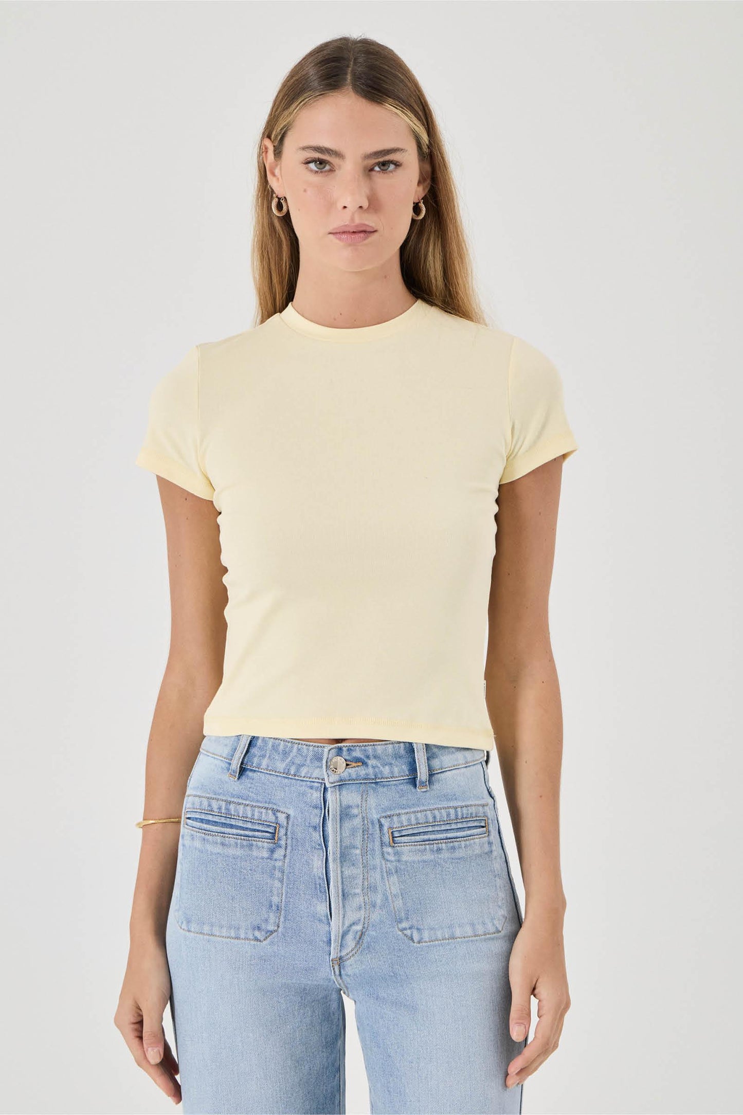 Baby Tee in Pale Yellow