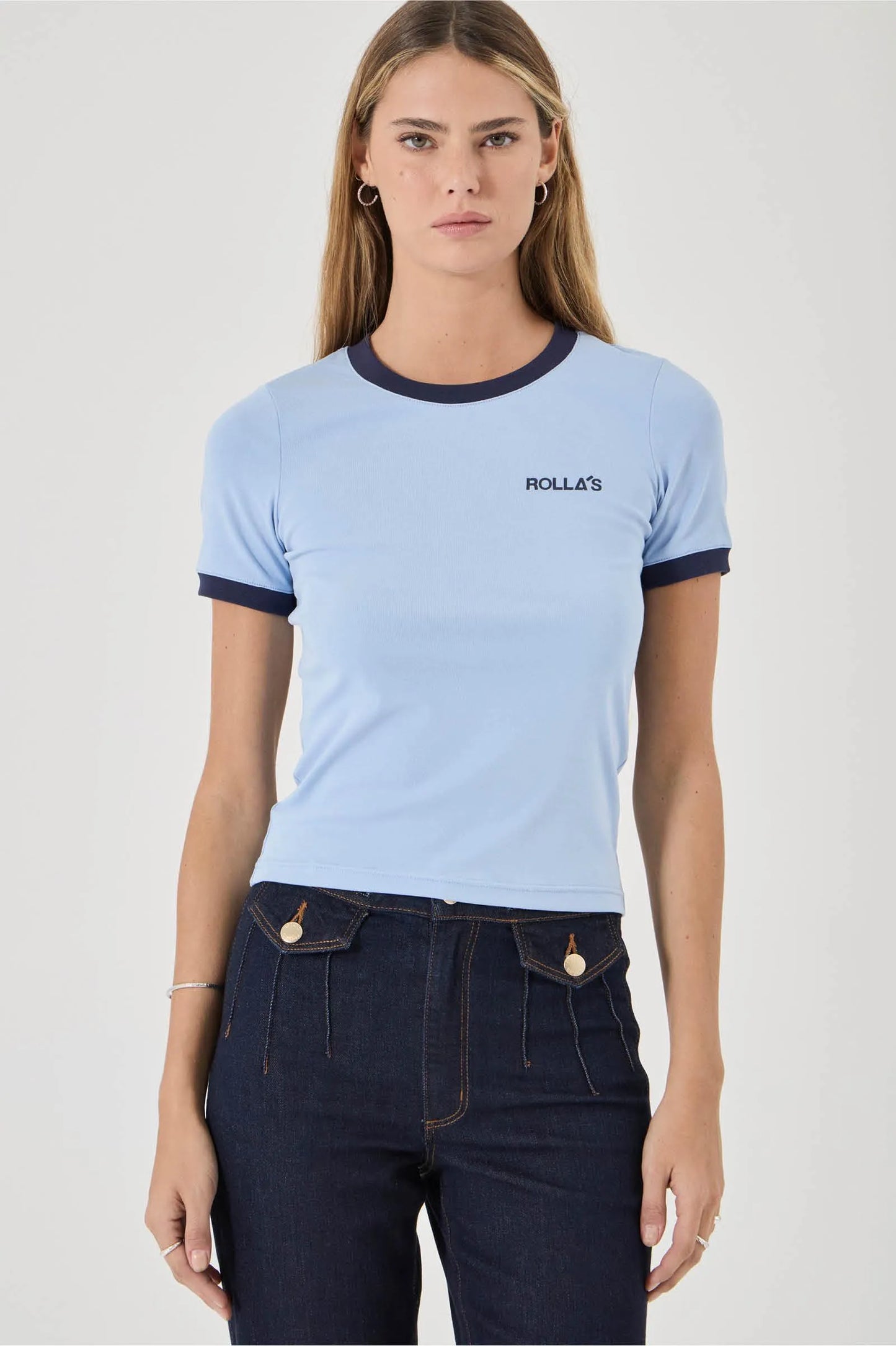 Classic Ringer Tee -  Soft Blue