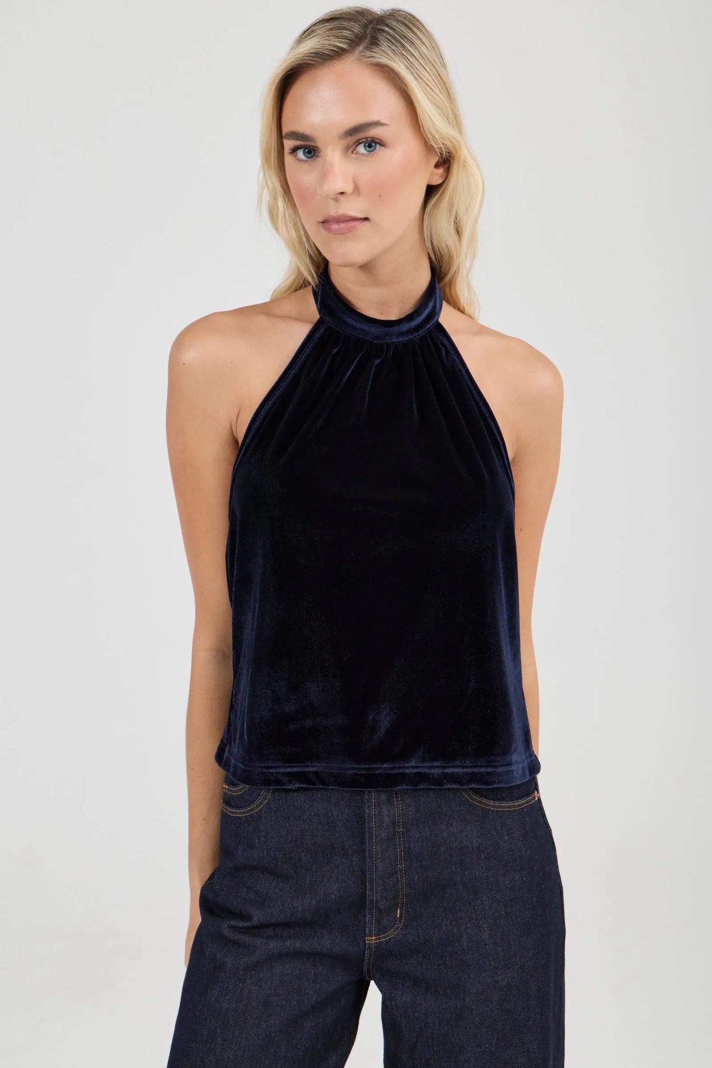 Cameo Halter Top in Midnight Velvet